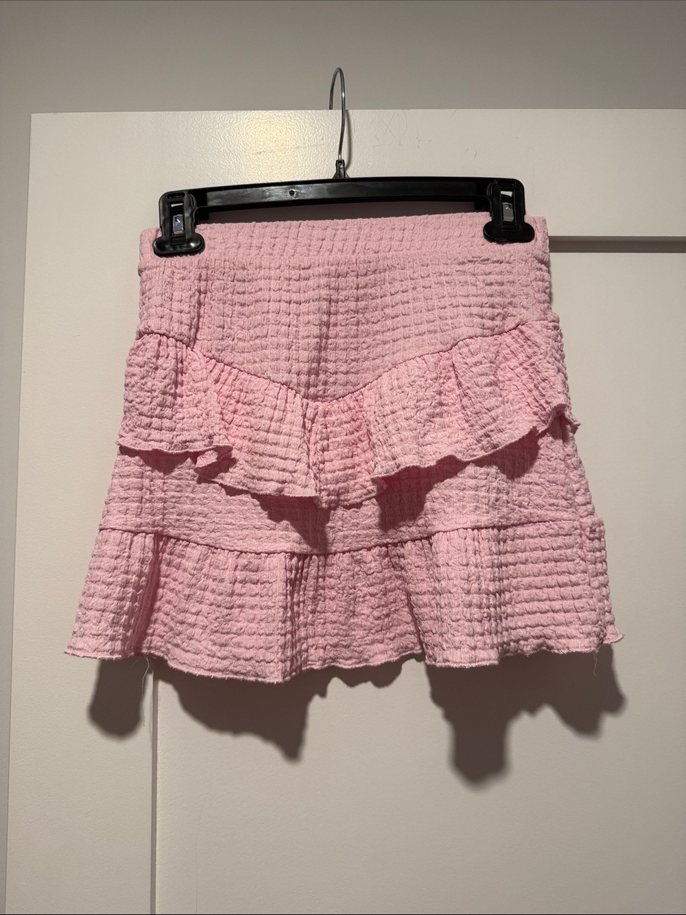 Zara Pink Textured Ruffle Mini Skirt